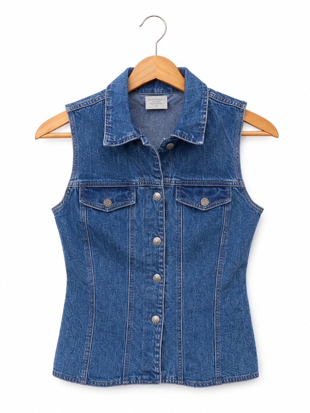 Niki Lee Vintage Denim Vest Y2k Western Fitted Button Front Jean Vest Small